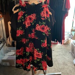 Black Flared Maxi Skirt